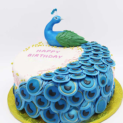 "Peacock Fondant cake - code04 (3 Kgs) - Click here to View more details about this Product
